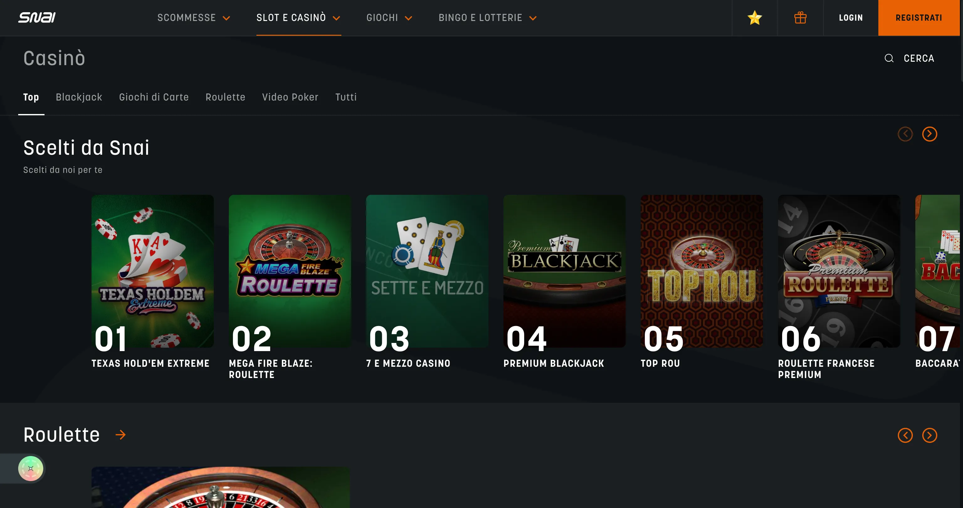 SNAI casino non aams