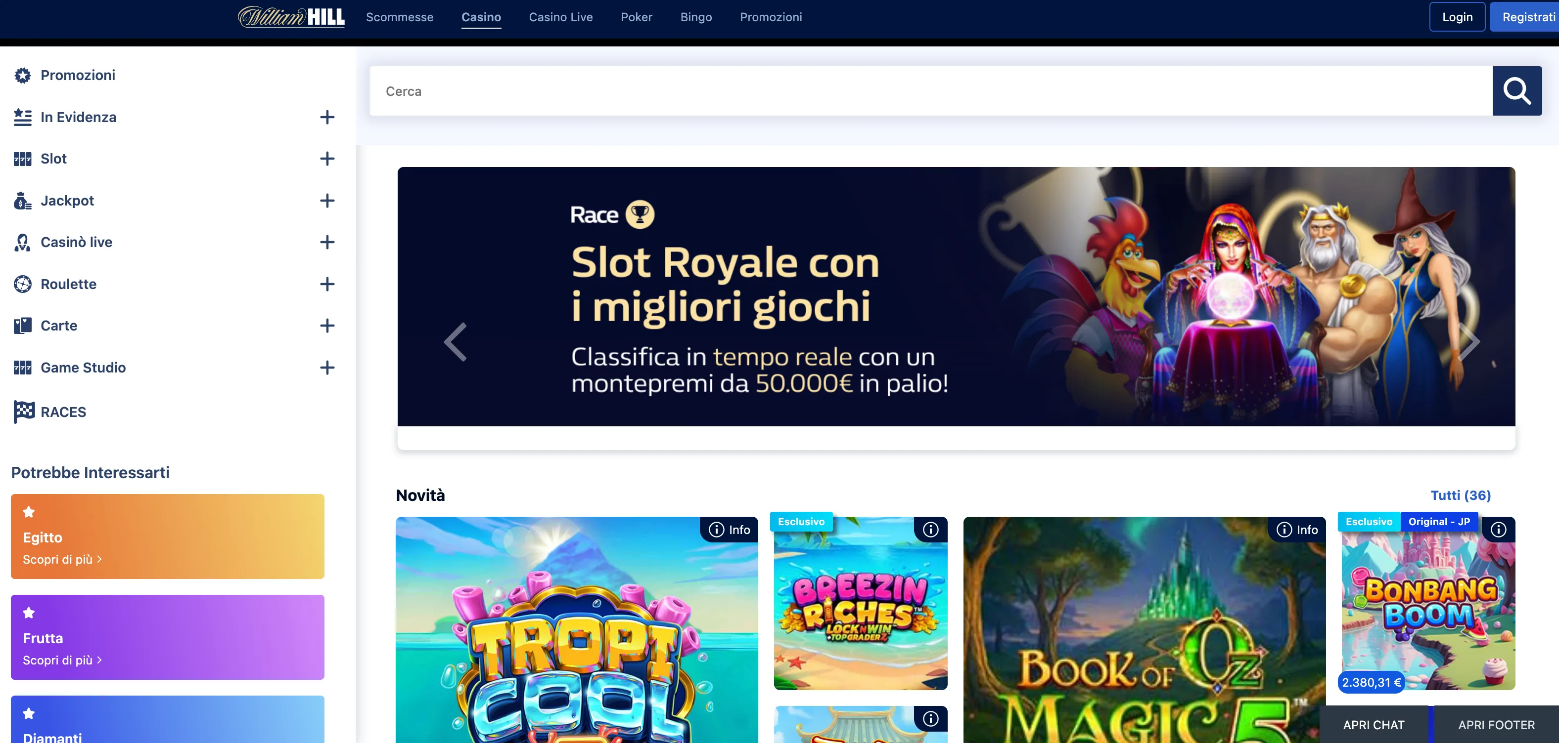 William Hill casino non aams